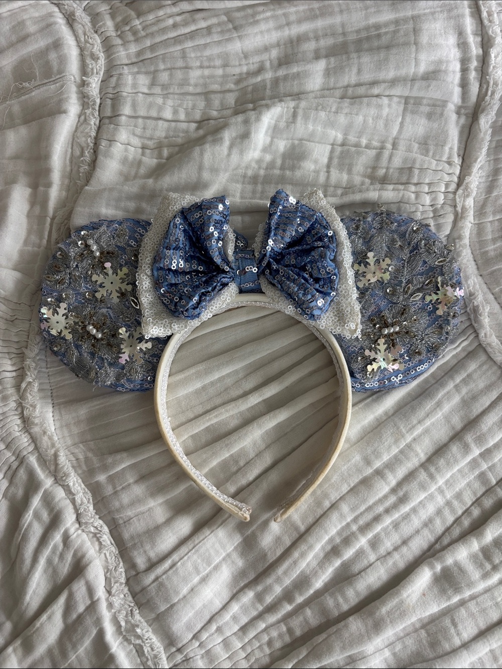 Sequined Blue Handmade Minnie Ear Headband